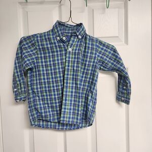 Kids Blue and Green Plaid Button-Down Roscoe Shirt